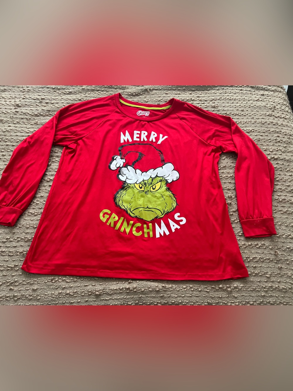 Women’s Merry Grinchmas Red Long-Sleeve Top